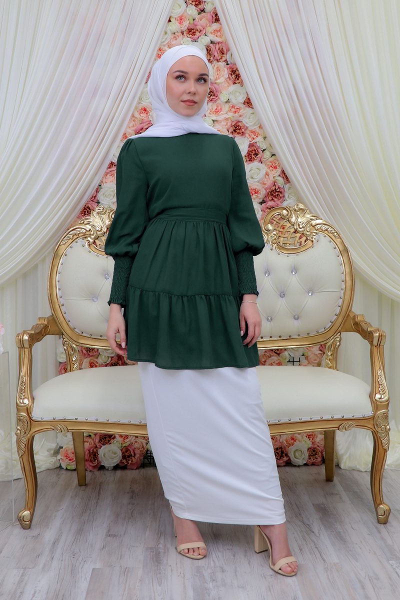 PremiumChiffonRuffleTop emerald