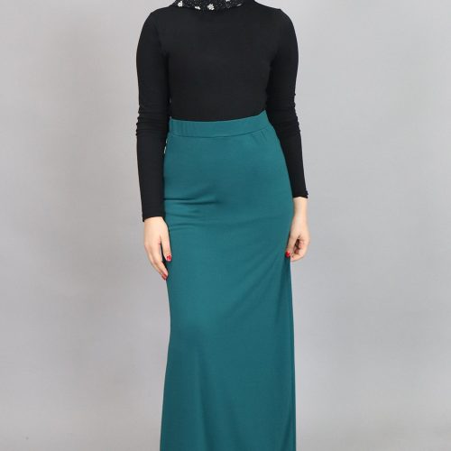 Teal Spandex Maxi Skirt